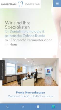 Vorschau der mobilen Webseite www.zahnaerzte-herrenhausen.de, Gemeinschaftspraxis Dimitri Davidoff, Sergej Tanin & Kollegen