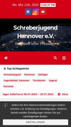Vorschau der mobilen Webseite www.schrebers.de, Fanfarenzug Schreberjugend Hannover e.V.