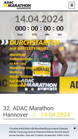 Vorschau der mobilen Webseite www.marathon-hannover.de, TUI Marathon Hannover - eichels: Event GmbH