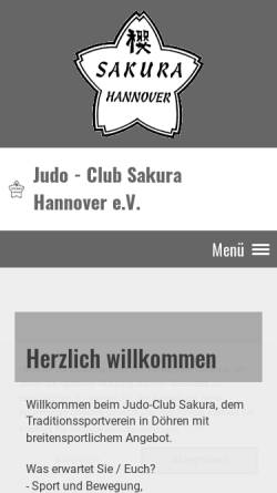 Vorschau der mobilen Webseite www.jc-sakura-hannover.de, Judo-Club Sakura Hannover