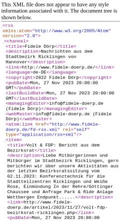 Vorschau der mobilen Webseite www.fidele-doerp.de, Fidele Dörp Newsfeed