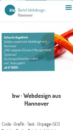 Vorschau der mobilen Webseite www.bw-webdesign-hannover.de, BW Webdesign, Stephan Bartel