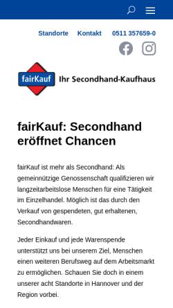 Vorschau der mobilen Webseite fairkauf-hannover.de, Fairkauf Hannover eG