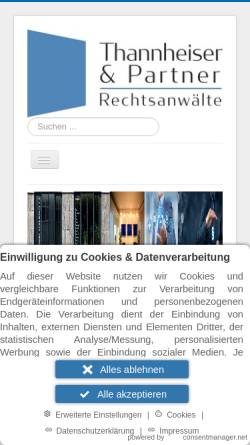 Vorschau der mobilen Webseite www.thannheiser.de, Rechtsanwaltskanzlei Thannheiser u. Koll.