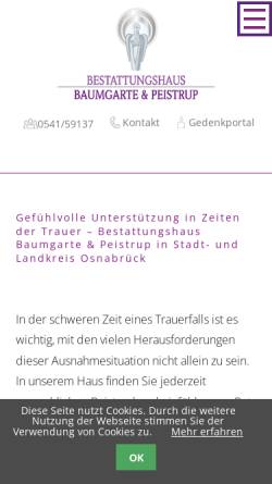 Vorschau der mobilen Webseite www.bestattungen-baumgarte.de, Bestattungshaus Baumgarte & Peistrup