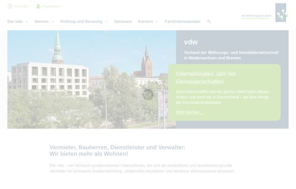 Vorschau von www.vdw-online.de, Verband der Wohnungs- und Immobilienwirtschaft in Niedersachsen und Bremen e.V.