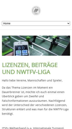 Vorschau der mobilen Webseite www.nwtfv.com, Nordrhein-Westfälischer Tischfussballverband (NWTFV)