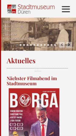 Vorschau der mobilen Webseite www.stadtmuseumdueren.de, Dürener Stadtmuseum