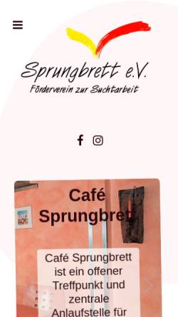 Vorschau der mobilen Webseite www.sprungbrett-e-v.de, Cafe Sprungbrett