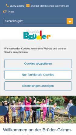 Vorschau der mobilen Webseite brueder-grimm-schule-wd.de, Grundschule Brüder-Grimm