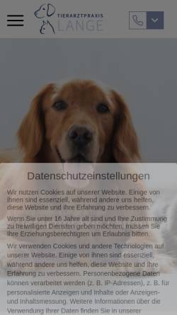 Vorschau der mobilen Webseite www.doclange.de, Dr. med. vet. Ruth Lange, Tierarztpraxis und Tierpension