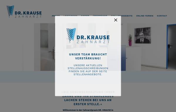 Vorschau von www.krause-zahnarzt.de, Dr. med. dent. Franz Knoop, Zahnarztpraxis