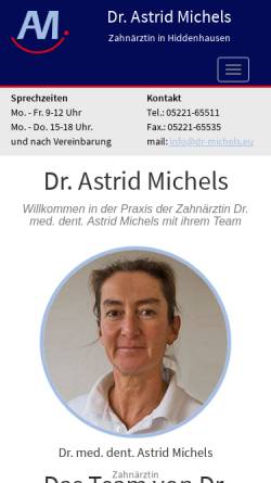 Vorschau der mobilen Webseite www.dr-michels.eu, Dr. med. dent. Astrid Michels, Zahnärztin