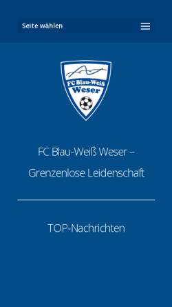 Vorschau der mobilen Webseite www.fc-blau-weiss-weser.de, FC Blau-Weiß Weser e. V.