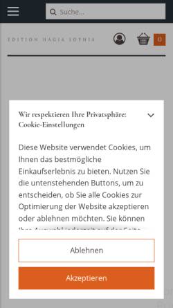 Vorschau der mobilen Webseite edition-hagia-sophia.de, Edition Hagia Sophia - Verlag für christliche orthodoxe Literatur