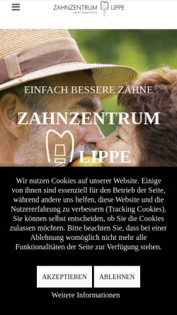 Vorschau der mobilen Webseite www.zahnzentrumlippe.de, Zahnzentrum Lippe Dr. Mülke + Partner