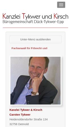 Vorschau der mobilen Webseite www.rechtsanwalt-tykwer.de, Kanzlei Tykwer & Kirsch