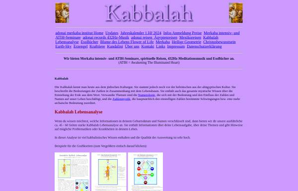 Vorschau von www.kabbalah.de, Kabbalah, Numerologie und Zahlenmystik