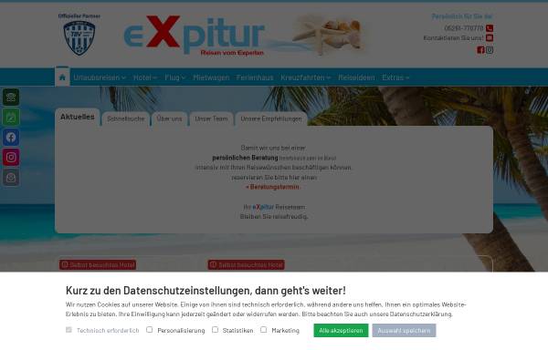 Vorschau von www.onlineweg.de, Expitur-Reisen vom Experten by Buchenundverreisen.de, Inh. Kerstin Lüssem e.K