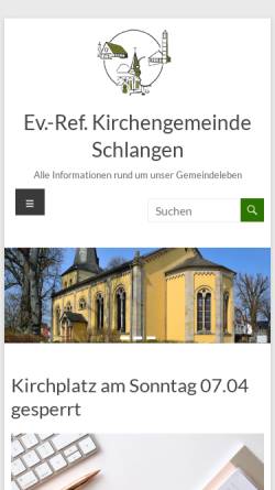 Vorschau der mobilen Webseite kircheschlangen.de, Evangelisch-reformierte Kirchengemeinde Schlagen