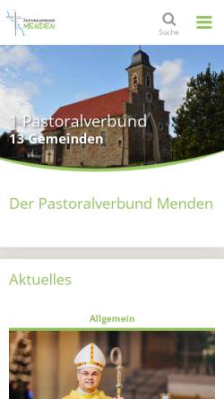 Vorschau der mobilen Webseite www.pv-menden.de, Pastoralverbund Menden