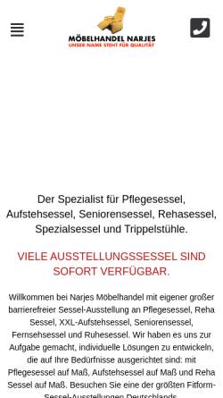 Vorschau der mobilen Webseite www.narjes.de, Aufsteh-Pflege-Spezial-Rehasessel Möbelhandel Narjes