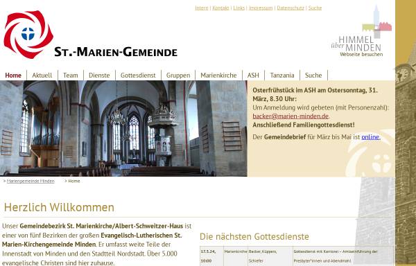 Vorschau von www.marien-minden.de, Evangelisch-Lutherische Kirchengemeinde St. Marien