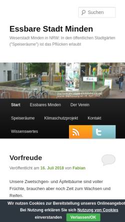 Vorschau der mobilen Webseite www.essbare-stadt-minden.de, Essbare Stadt Minden e.V.