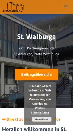 Vorschau der mobilen Webseite st-walburga-porta.de, Kath. Pfarrei St. Walburga