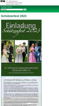 Vorschau der mobilen Webseite www.schuetzenbruderschaft-duenschede.de, Schützenbruderschaft St. Sebastianus Dünschede 1884 e.V.