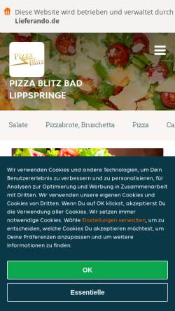 Vorschau der mobilen Webseite www.pizza-blitz-badlippspringe.de, Pizza Blitz