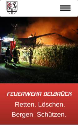 Vorschau der mobilen Webseite www.feuerwehr-delbrueck.de, Freiwillige Feuerwehr Delbrück
