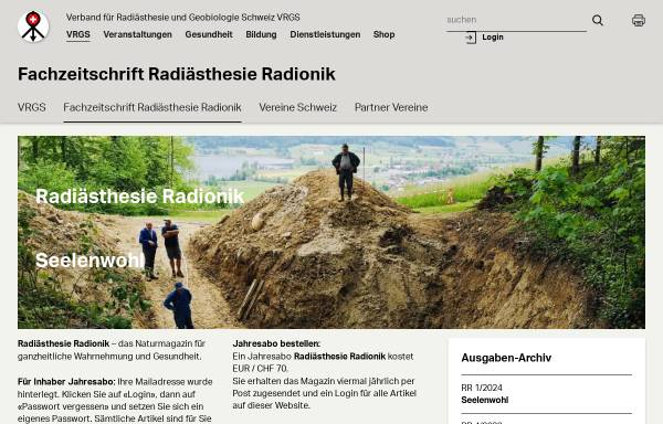 Vorschau von www.vrgs.ch, Verband Radiästhesie und Geobiologie Schweiz