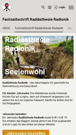 Vorschau der mobilen Webseite www.vrgs.ch, Verband Radiästhesie und Geobiologie Schweiz