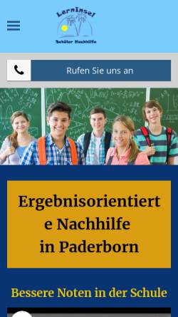 Vorschau der mobilen Webseite www.lern-insel.com, Nachhilfe in Paderborn und Hövelhof