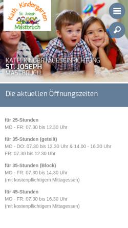 Vorschau der mobilen Webseite www.kindergarten-mastbruch.de, Kath. Kita St. Joseph Mastbruch