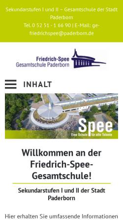 Vorschau der mobilen Webseite www.speepb.de, Friedrich-von-Spee-Gesamtschule