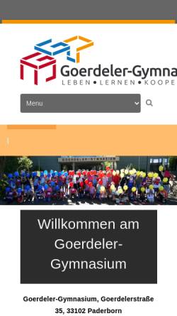 Vorschau der mobilen Webseite www.goerdeler-gymnasium.de, Goerdeler Gymnasium (GGP)
