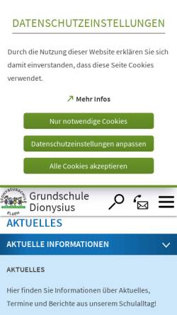 Vorschau der mobilen Webseite www.dionysiusschule-elsen.de, Grundschule Dionysius Elsen