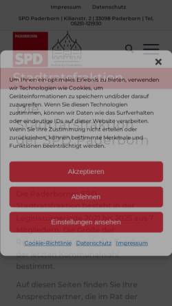 Vorschau der mobilen Webseite www.spd-fraktion-paderborn.de, SPD Stadtratsfraktion Paderborn