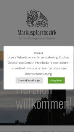 Vorschau der mobilen Webseite markus-paderborn.de, Evangelisch-Lutherische Kirchengemeinde Paderborn Markus-Pfarrbezirk