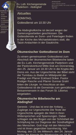 Vorschau der mobilen Webseite www.abdinghof.de, Evangelisch-Lutherische Kirchengemeinde Paderborn Abdinghofbezirk