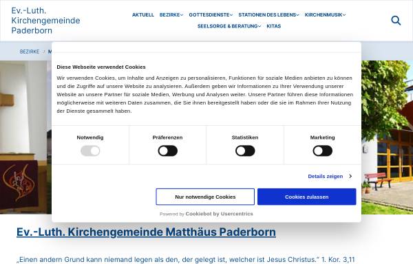 Vorschau von www.matthaeus-paderborn.de, Evangelisch-Lutherische Kirchengemeinde Paderborn Matthäus-Pfarrbezirk