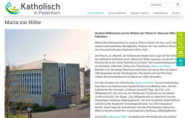 Vorschau von www.mzh-paderborn.de, Kath. Pfarrei Maria zur Höhe Paderborn