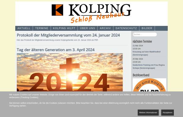 Vorschau von www.kolping-neuhaus.de, Kolpingsfamilie Schloß Neuhaus