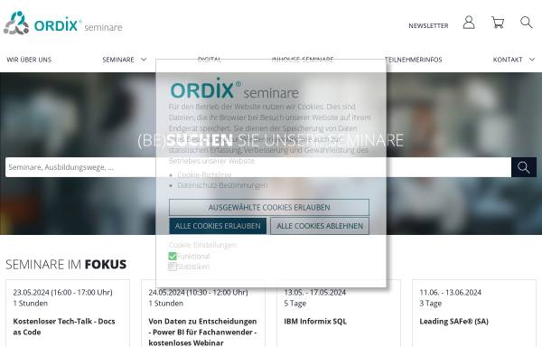 Vorschau von seminare.ordix.de, Ordix AG
