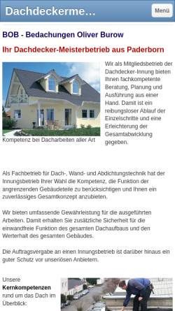 Vorschau der mobilen Webseite www.dachdeckerei-paderborn.de, Dachdeckermeister Oliver Burow