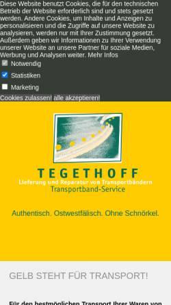 Vorschau der mobilen Webseite www.transportband-service.de, TEGETHOFF Transportband-Service GmbH & Co. KG