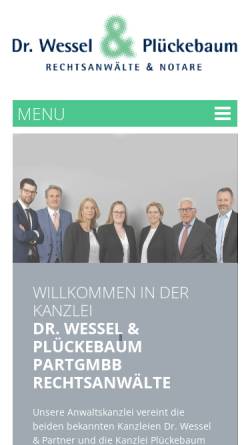 Vorschau der mobilen Webseite www.wessel-plueckebaum.de, Rechtsanwälte Dr. Wessel & Plückebaum