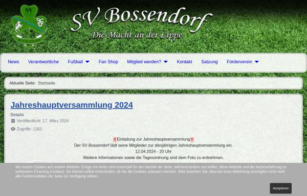 Vorschau von www.svbossendorf.de, SV Bossendorf 1955 e.V.